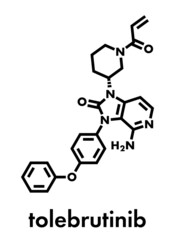 Fototapeta premium Tolebrutinib multiple sclerosis drug molecule. Skeletal formula.