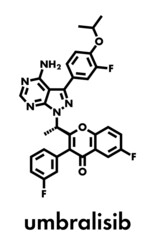Umbralisib lymphoma drug molecule. Skeletal formula.