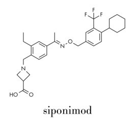 Siponimod anti-inflammatory drug molecule (S1PR1 modulator). Skeletal formula.