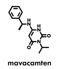 Mavacamten drug molecule. Skeletal formula.