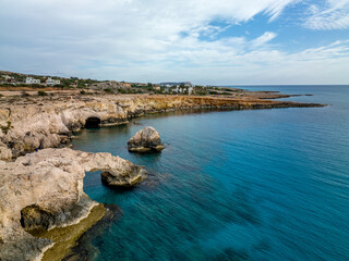 Fototapeta na wymiar Cyprus - Amazing coast line near Ayia Napa from drone view