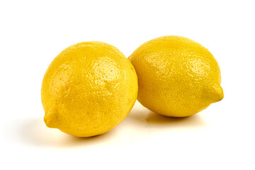 Fresh lemons, isolated on white background.