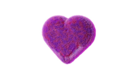 Purple Fluffy heart, 3d render. Plush heart, a symbol of Valentine's Day
