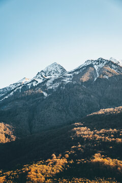 Forested Aibga Ridge at dusk