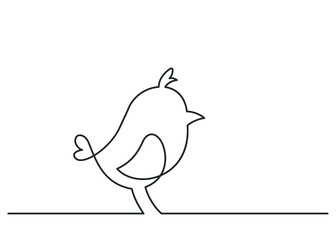 Continuous line drawing of chick on white background. Vector illustration.