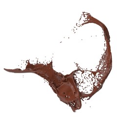 3D illustration of realistic chocolate splash