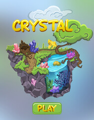 Island of magic crystals, jewels game, freehand drawing