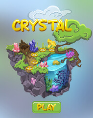 Island of magic crystals, jewels game, freehand drawing