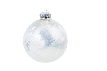 Silver christmas ball isolated on white.