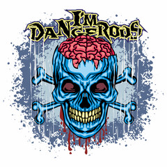 Gothic sign with skull and bones, grunge vintage design t shirts