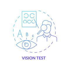 Vision test gradient concept icon. Patient vision examination by doctor. Doing important medical tests before eye surgery abstract idea thin line illustration. Vector isolated outline color drawing