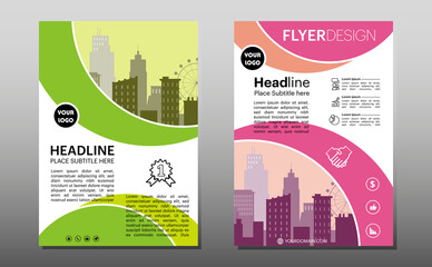 Flyer business template with multicolor for layout, cover, brochure, annual report, booklet, catalog