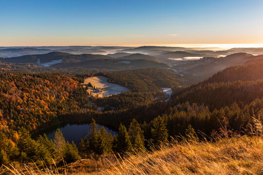 Feldsee lake seen from Feldberg mountain at dawn