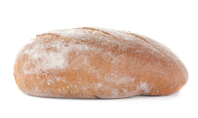 Loaf of tasty wheat sodawater bread isolated on white