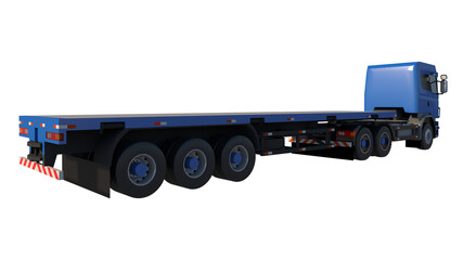 Fototapeta na wymiar Flatbed truck 1- Perspective B view white background 3D Rendering Ilustracion 3D 
