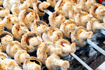 Mushrooms mushrooms marinated in mayonnaise are grilled