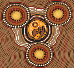 Kangaroo Painting Aboriginal - Vector