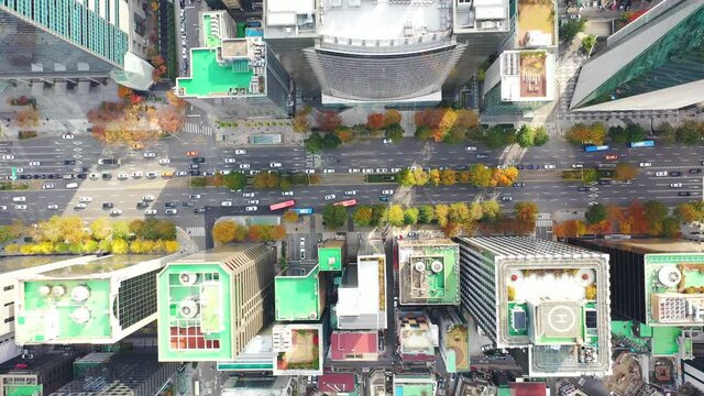 [korea drone footage] seoul city landscape, Seoul, Korea, gangnam