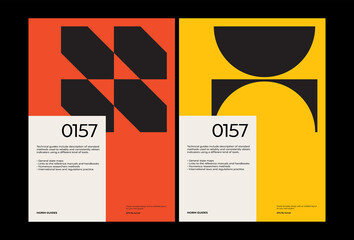 Bauhaus Poster Design Template With Abstract Geometric Shapes - obrazy, fototapety, plakaty