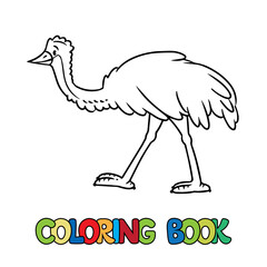 Funny emu ostrich. Animals coloring book series