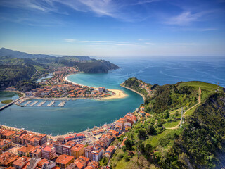 Panoramic view of the city of Ribadesella.Asturias, Spain.