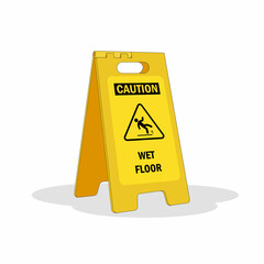 Wet floor sign cartoon vector graphics