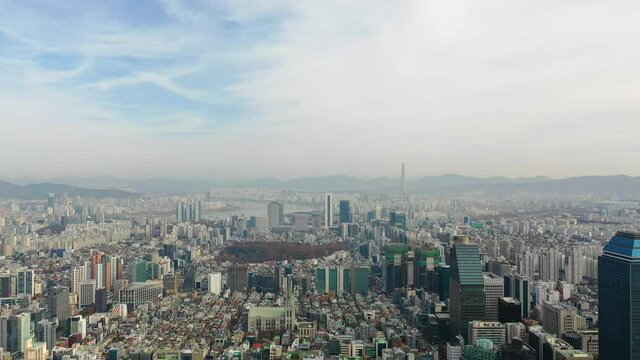[korea drone footage] seoul city landscape, Seoul, Korea, gangnam