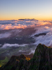 阿蘇山高岳山頂からの朝焼け