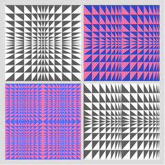 Obraz premium set of pattern seamless background backdrop wallpaper geometric vector design modern square triangle op art collection triangle fabrics cover book bedsheet gift wrapping square perspective apron room