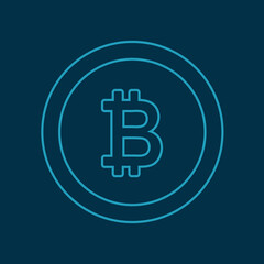 Obraz premium Blue bitcoin icon sign payment symbol. Cryptocurrency logo. Vector
