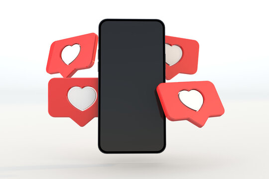smartphone mockup with love icon
