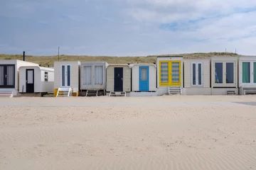 Gordijnen Beach houses on the beach of Wijk aan Zee, Noord-Holland Province, The Netherlands © Holland-PhotostockNL