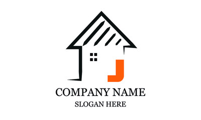 Architecture logo design, vector design template of construction company brand, real estate sign with letter J.