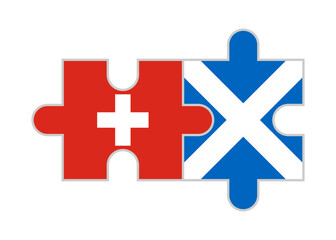 Fototapeta premium puzzle pieces of switzerland and scotland flags. vector illustration isolated on white background