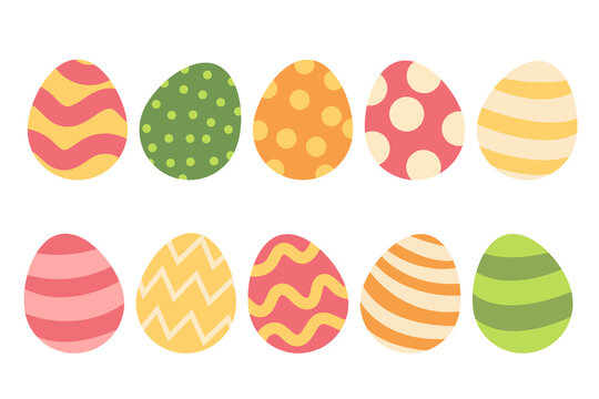 Easter eggs. Colorful eggs for hunting. Stock vector pattern ornament set illustration on a white background.