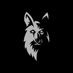 German Shepherd face logo with half shadow effect