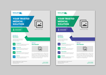 Medical HealthCare Flyer Template Design Set. Modern Flyer Background Design,Flyer Template Layout Design.