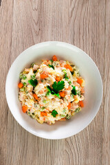 russian salad. food delivery photo