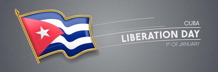 Cuba liberation day vector banner, greeting card