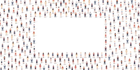 Crowd people pattern set in flat style. Vector illustration men and women isolated on white background