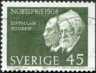SWEDEN - 1968: shows Jonas Ferdinand Gabriel Lippmann, Rudolf Christoph Eucken, Nobel Prize Winners...