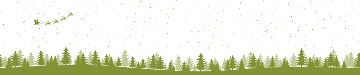 christmas landscape background with flying Santa