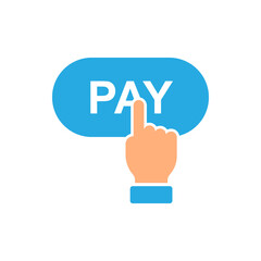 Hand clicking pay button icon design isolated on white background. Vector illustration