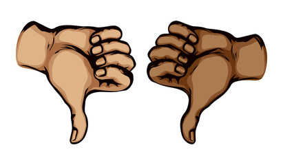 Thumb down sign. Vector drawing