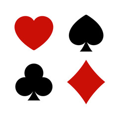 Suit of playing cards. Flat vector Casino Icons isolated on white background