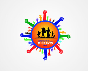 World Refugee day concept Vector Illustration. World refugee day Template for background, banner, card, poster. refugee families near the fence- International Migrants Day concept.