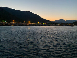 Beautiful coast of the Atlantic ocean with mountains view