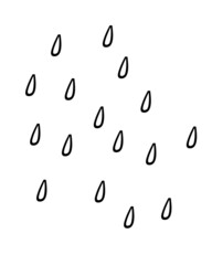Rain - water drops - vector linear illustration. Outline. Rain is a weather phenomenon. Drops pattern