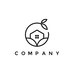 Line art eco home logo vector for your company or business