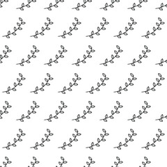 Abstract Doodle Seamless Pattern Plants Branch Botanic Leaf Leaves Herb Nature Background Decoration Vector Design Style For Prints Textiles, Clothing, Gift Wrap, Wallpaper, Pastel